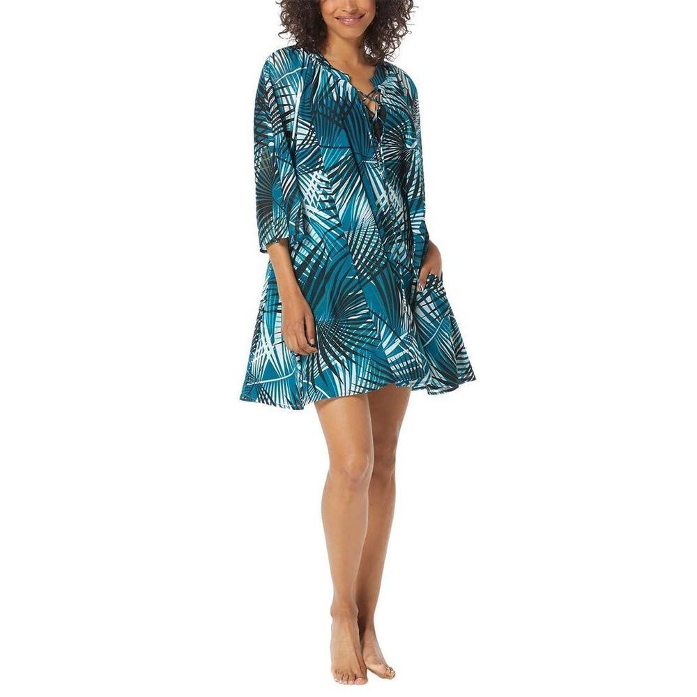 COCO REEF Endless Summer Wanderlust Cover-Up Dress Teal Cove MD